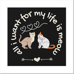 Meow loving Cats couple Posters and Art